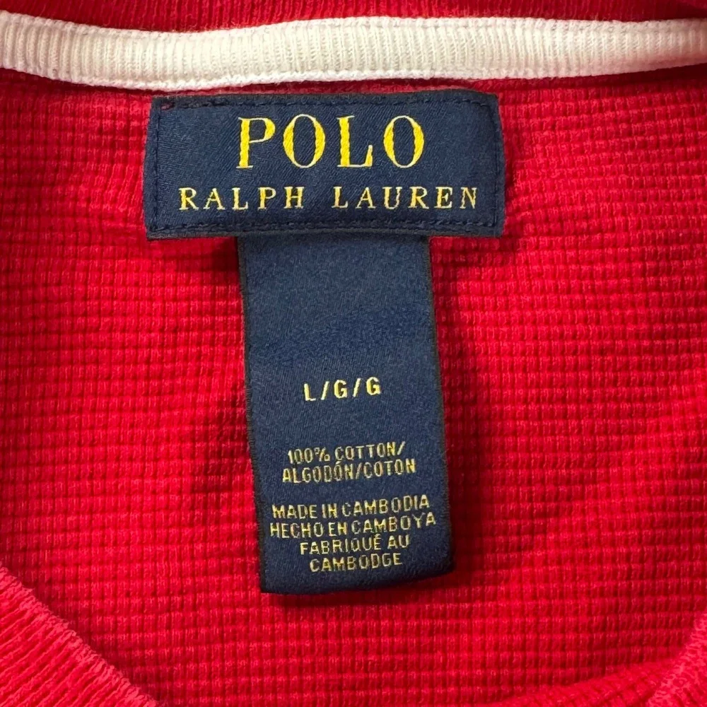 Polo Ralph Lauren Men's Size Large Red Waffle Knit Thermal Shirt Long Sleeve